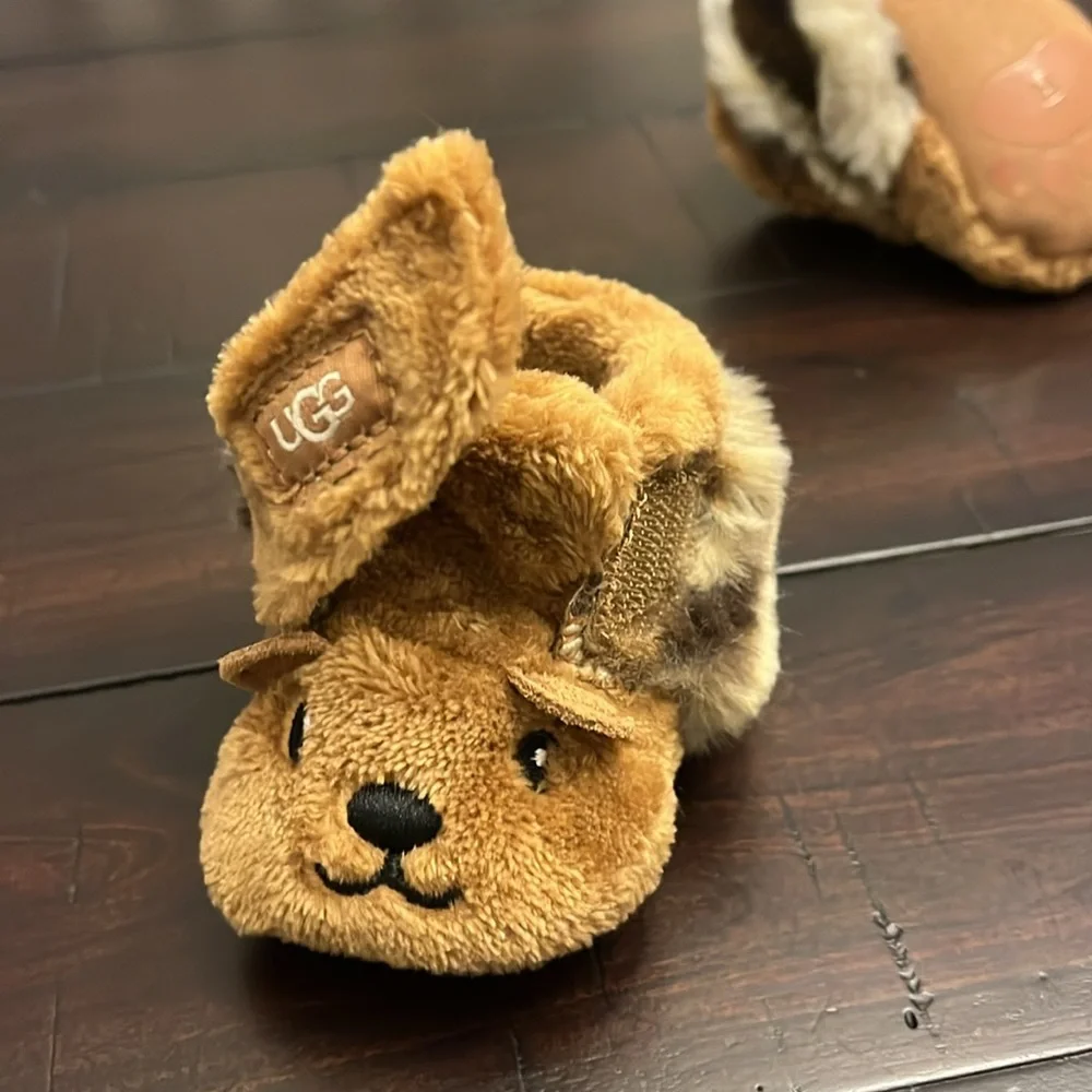 Ugg Australia I Bixbie Teddy Bear Stuffie Booties Boots Shoes Infant Baby Sz 0/1